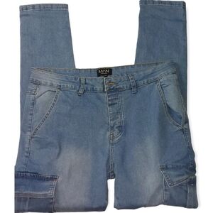BooHoo Man Jeans Size 34R Side Pockets Blue Jeans